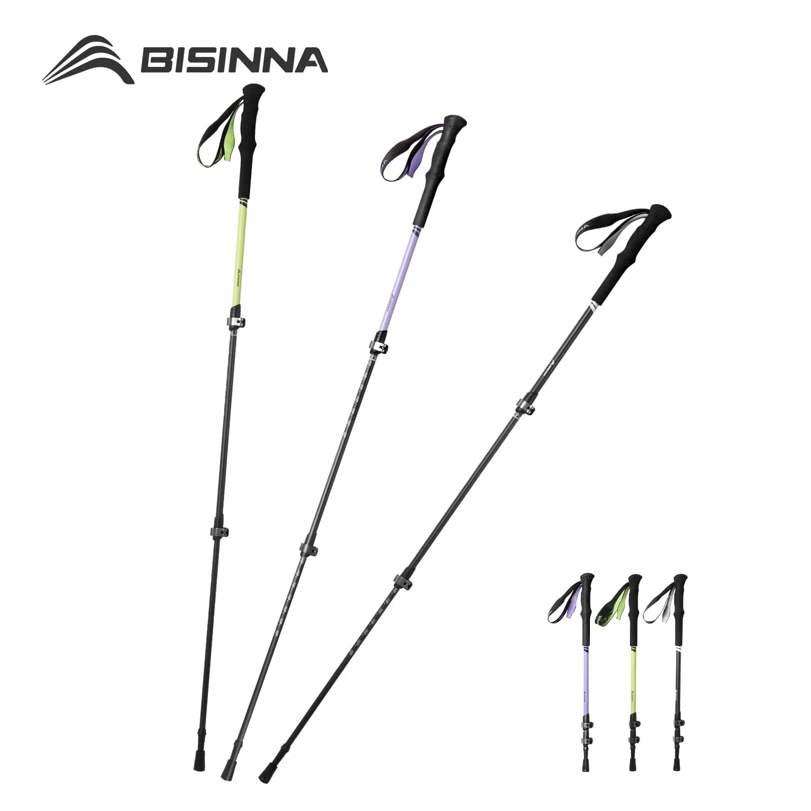 BISINNA 2 pieces trekking poles carbon fiber walking stick ultralight telescopic climbing stick for outdoor hiking
