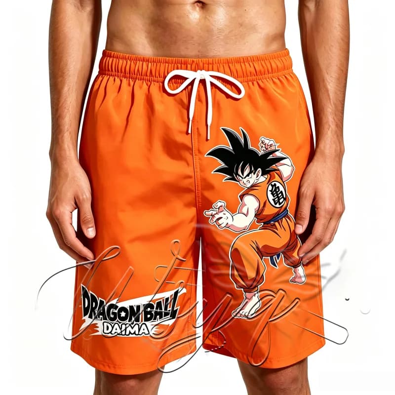 Unisex Summer Quick‑Dry Sports Shorts Dragon Ball Goku Kame Symbol Print Beach Shorts Drawstring Surf Swim Trunks Short Pants