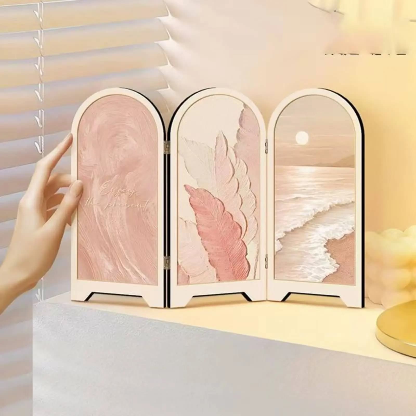 Chinese Design Table Screen Retro Inspired Chinese Design Panel Divider Desktop Decorative Partition Space-Saving for Shelf