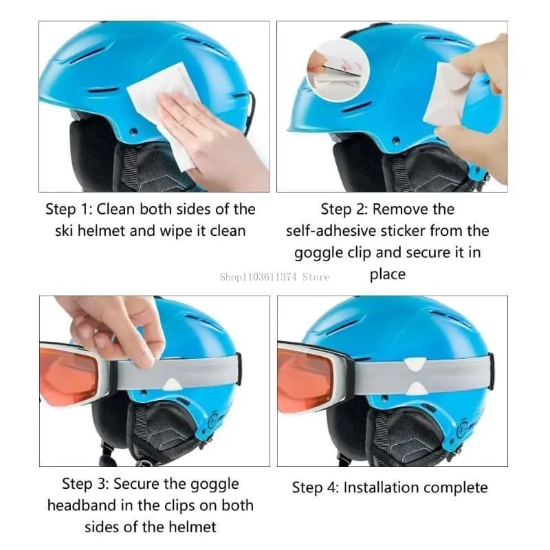 Clip adesiva per occhiali da sci facile da installare per configurazioni rapide sui caschi che garantiscono sicurezza degli