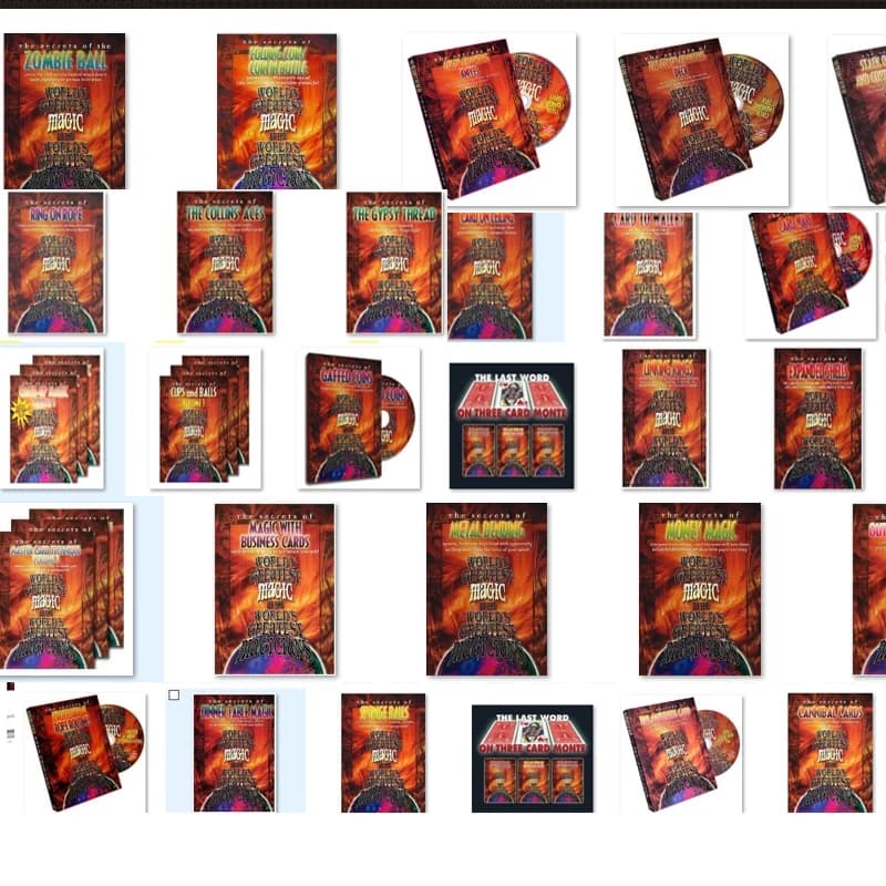 48 PCS La più grande collezione di magie del mondo WGM Carta ambizia Carta sul soffitto Tavolo da pranzo Anello magico sulla corda Trucco magico