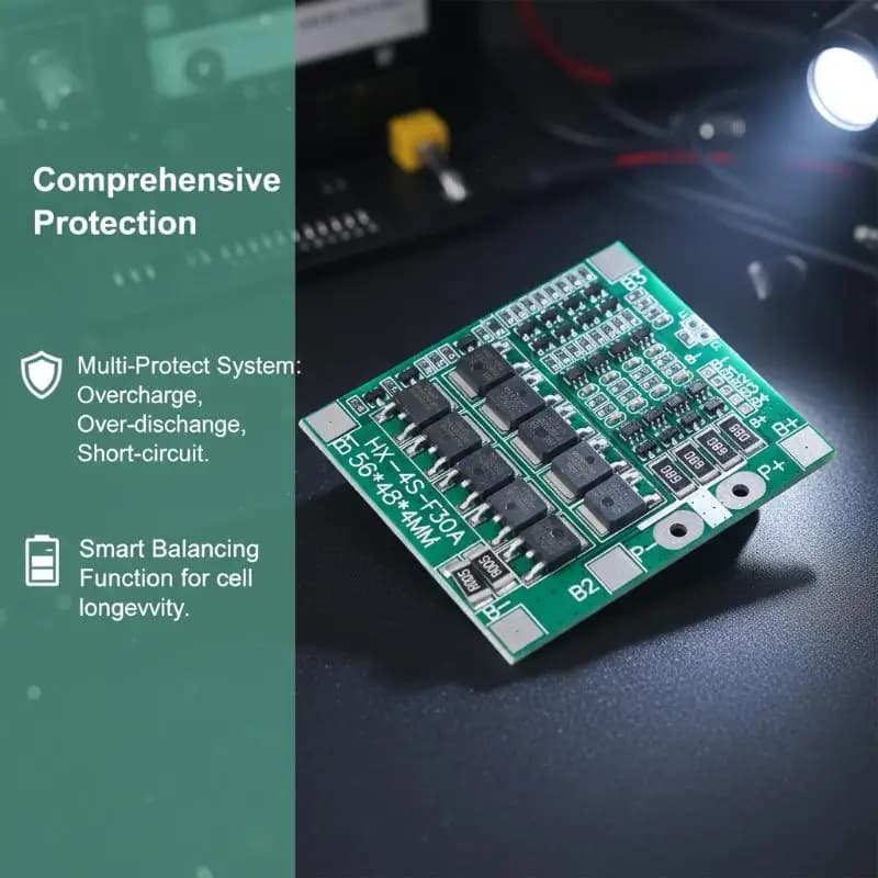 4S 3.2/3.7V 30A BMS-Lithium Battery Charge Protection Board With Balance Function For Lithium Iron Phosphate Battery Pack