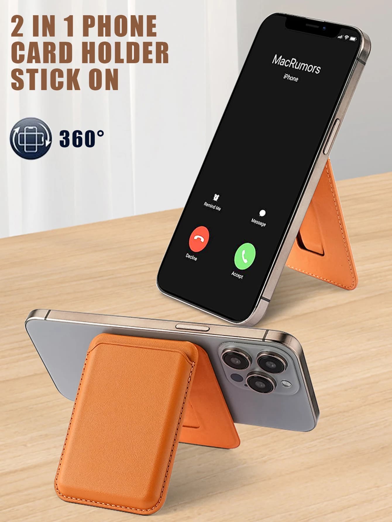 3 in 1 MagSafe Magnetic Leather Card Holder Foldable Phone Stand Wallet Case For iPhone 17 16 15 14 13 12 Pro Max Card Pocket