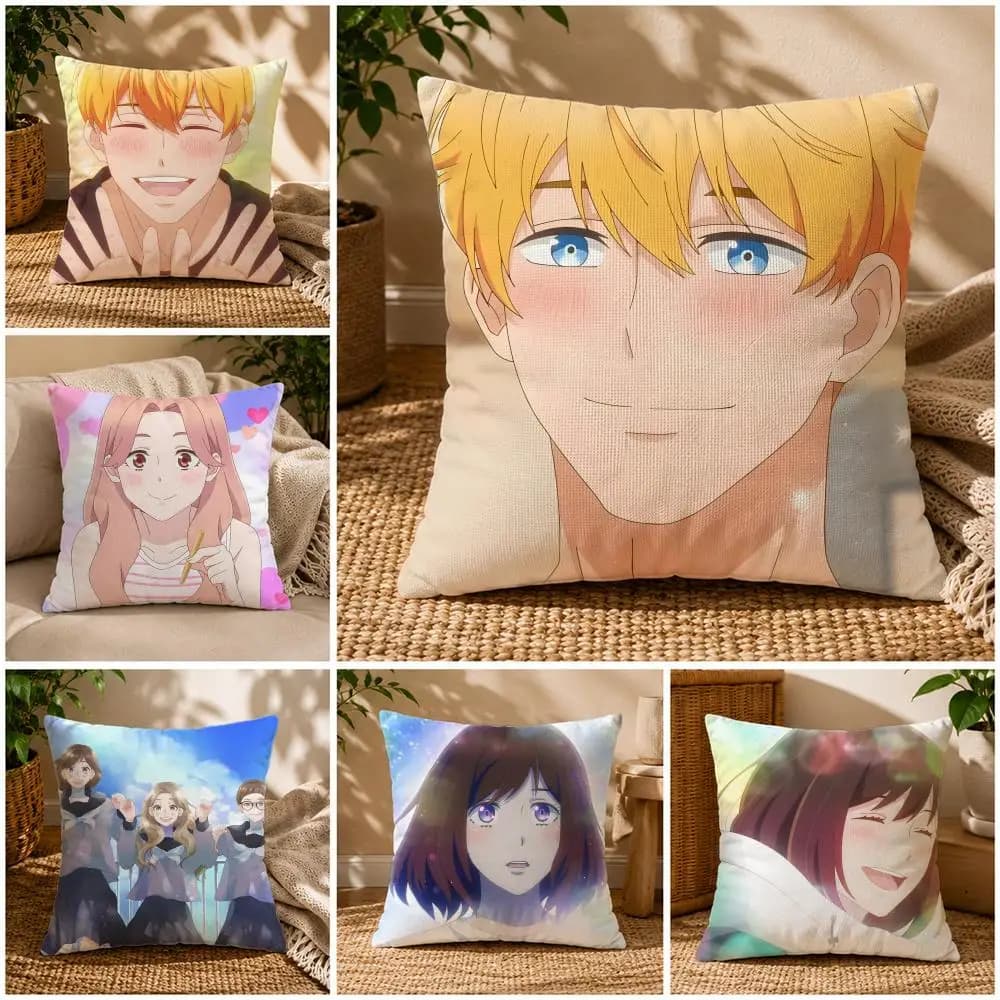Manga-A Star Brighter Than the SunS Cushion Cover Soft Short Plush Zippered Cushion Covers 40/45/50cm Square Decor for Sofa Home