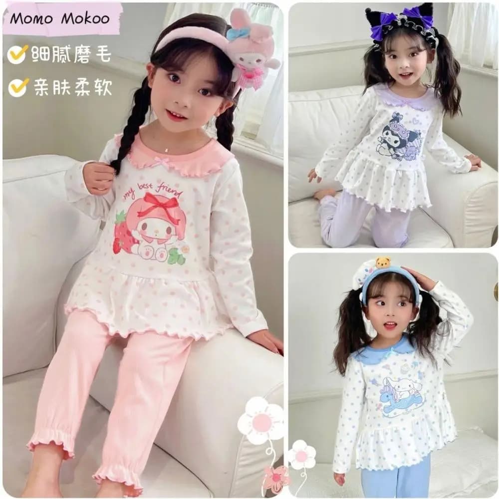 Sanrio Cinnamoroll Pigiama per ragazze Kuromi Kawaii Pigiama Cartoon My Melody Primavera Estate Casa Sottile Abito liscio Indumenti da notte Regali