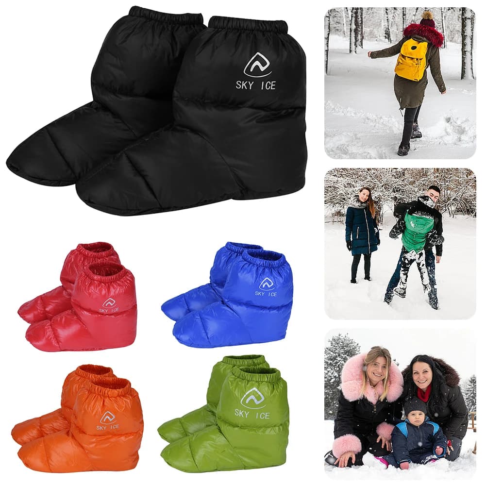 Stivaletti in piumino Calzino caldo antivento Scarpe invernali Donna Uomo Calzino per dormire ultraleggero Scaldapiedi Stivali isolati impermeabili