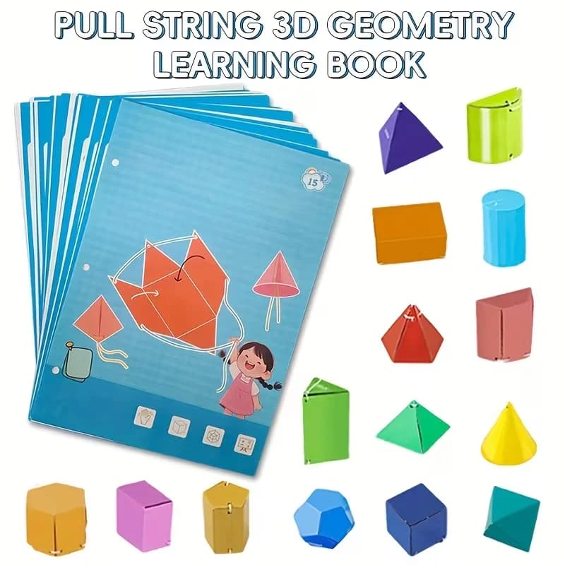 Pull String 3D Geometry Learning Book Childrens DIY Solid Books Solids Geometric Models Space Thinking Training Game