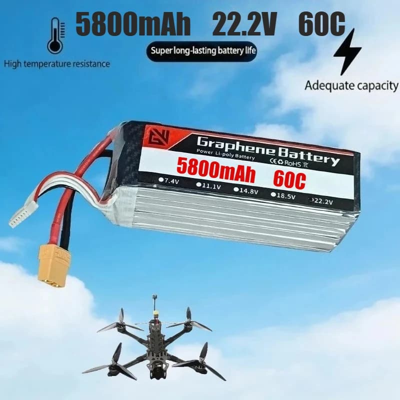 Batteria al Litio 5800mAh 6S 22.2V 60C per Auto RC, Barche, Modellini, Aerei, Macchine da Traversata, Elicotteri