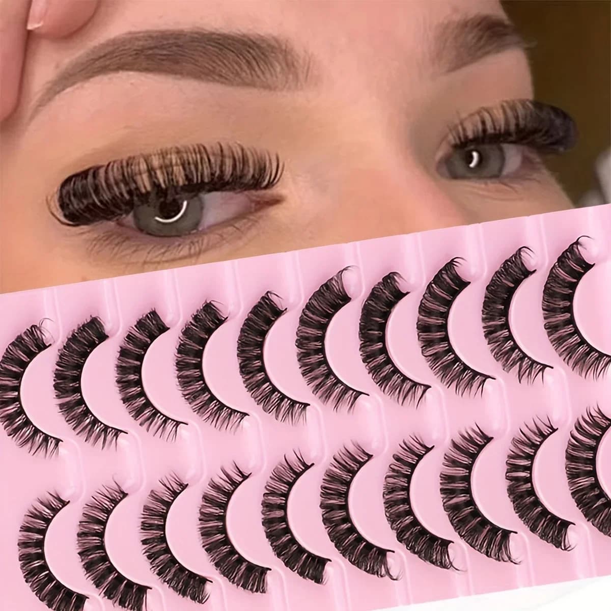 Pack of 10 pairs of lashes in rough stripes DD Curl Fake eyelashes Fake false eyelashes