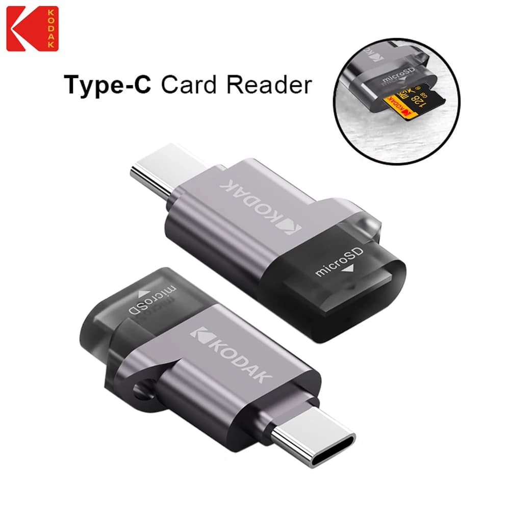 Lettore di schede Kodak Type-C per schede TF Micro SD, adattatore per trasmissione ad alta velocità, supporta una capacità fino a 2TB