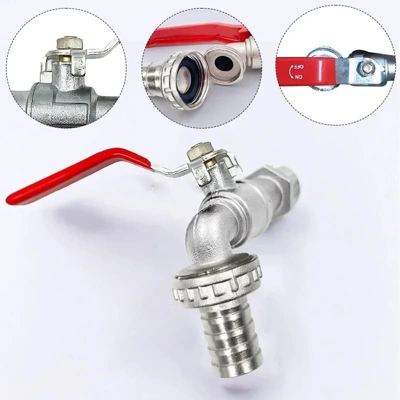 Rubinetto da Esterno 1/2" NPT, Doppio Rubinetto in Lega di Zinco per Irrigazione Giardino e Lavatrice