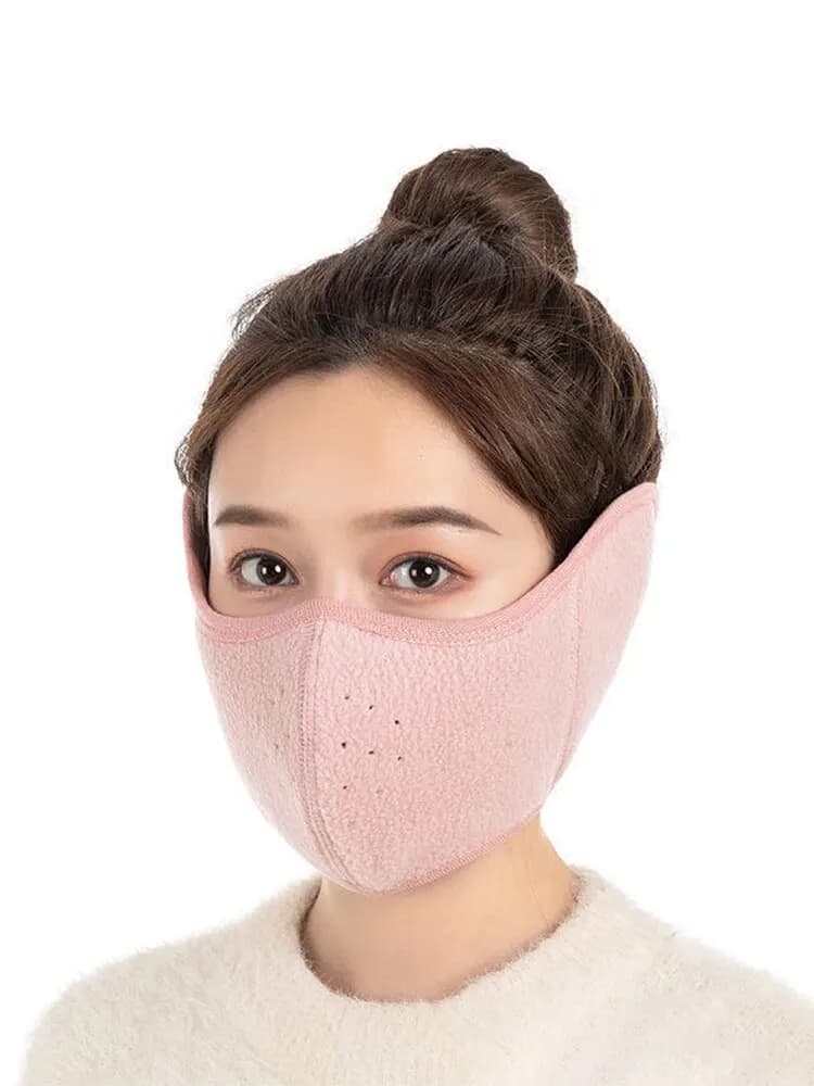Maschere invernali calde e fredde Maschere per le orecchie Confezione completa Maschera antipolvere in velluto a grana tremante addensata per uomini e donne