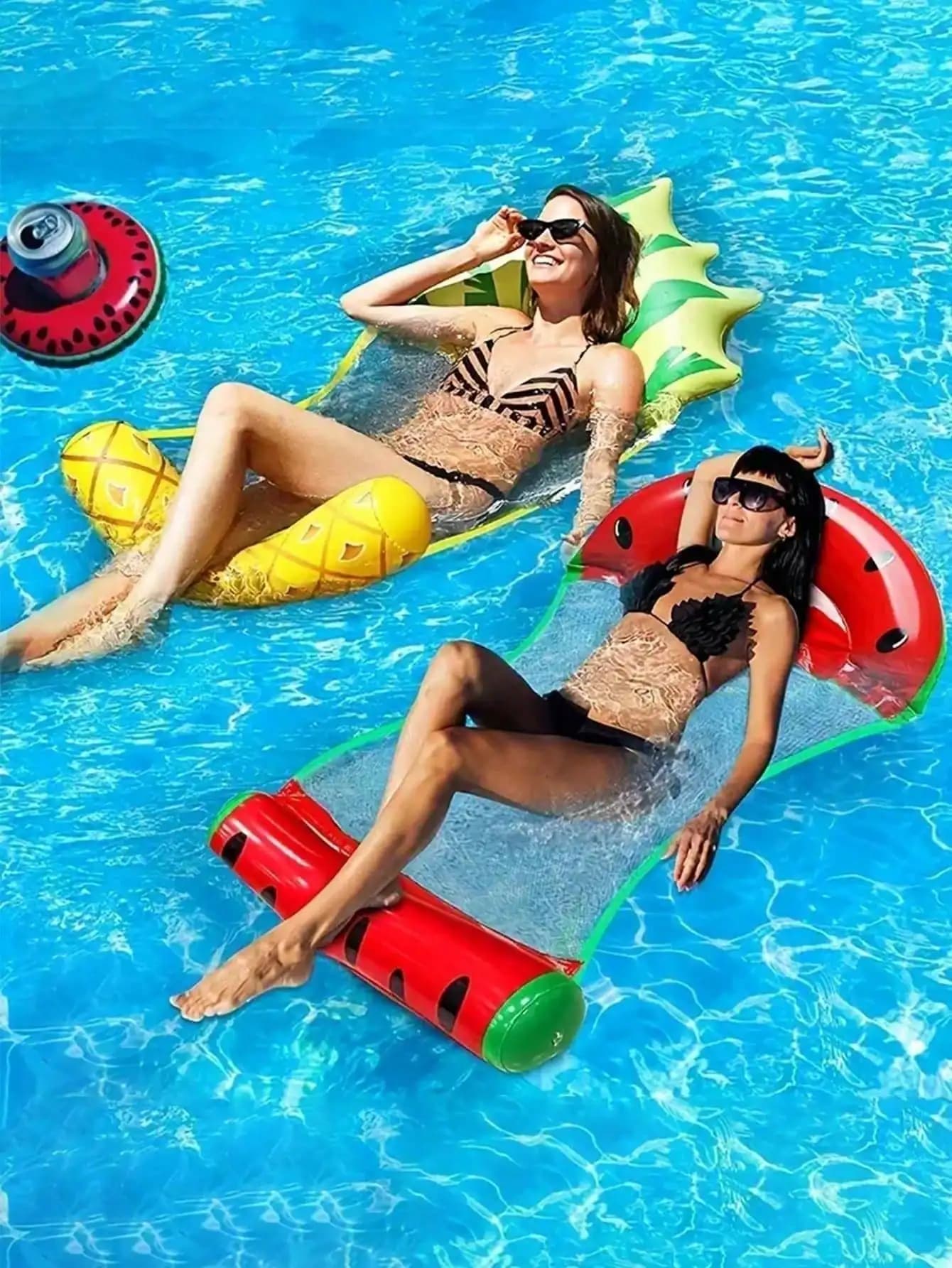 Summer Foldable PVC Floating Yarn Pool Water Hammock Air Cushion Water Sports Bed Can Lay or Sit