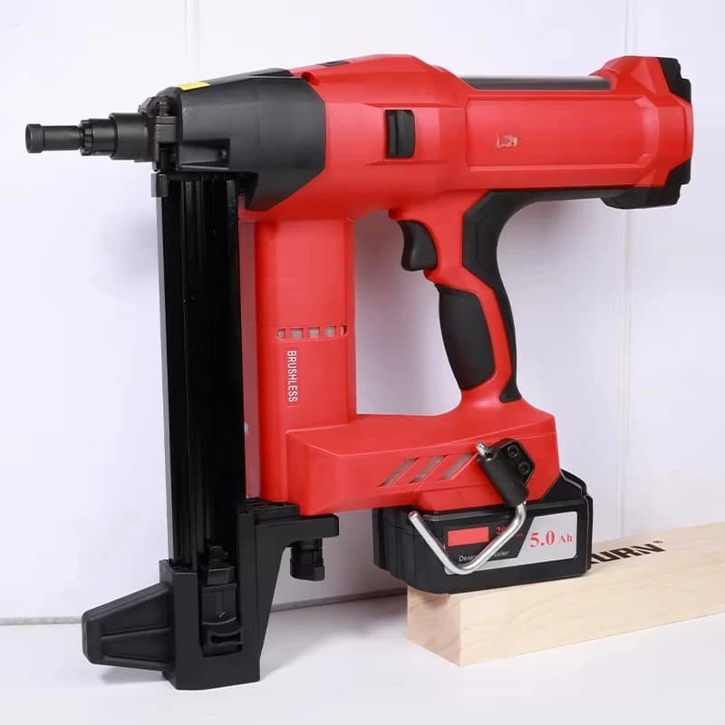 2025 20V 5.0A Batteria al litio Chiodatrice e cucitrice ad aria industriale Pistola sparachiodi in acciaio con due batterie Nessun serbatoio del gas necessario