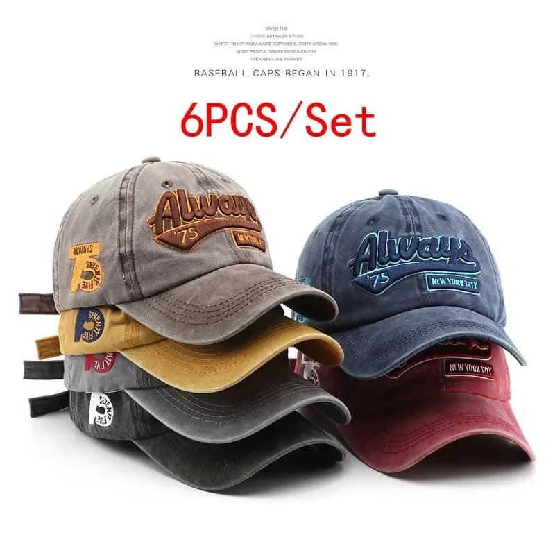 1/6 Pz/set Berretto Da Baseball Ricamato Per Le Donne Degli Uomini Nuova Primavera Estate Cappello Da Sole Retro Lavabile Sport Snapback Cap Hip Hop Cappello Da Pesca