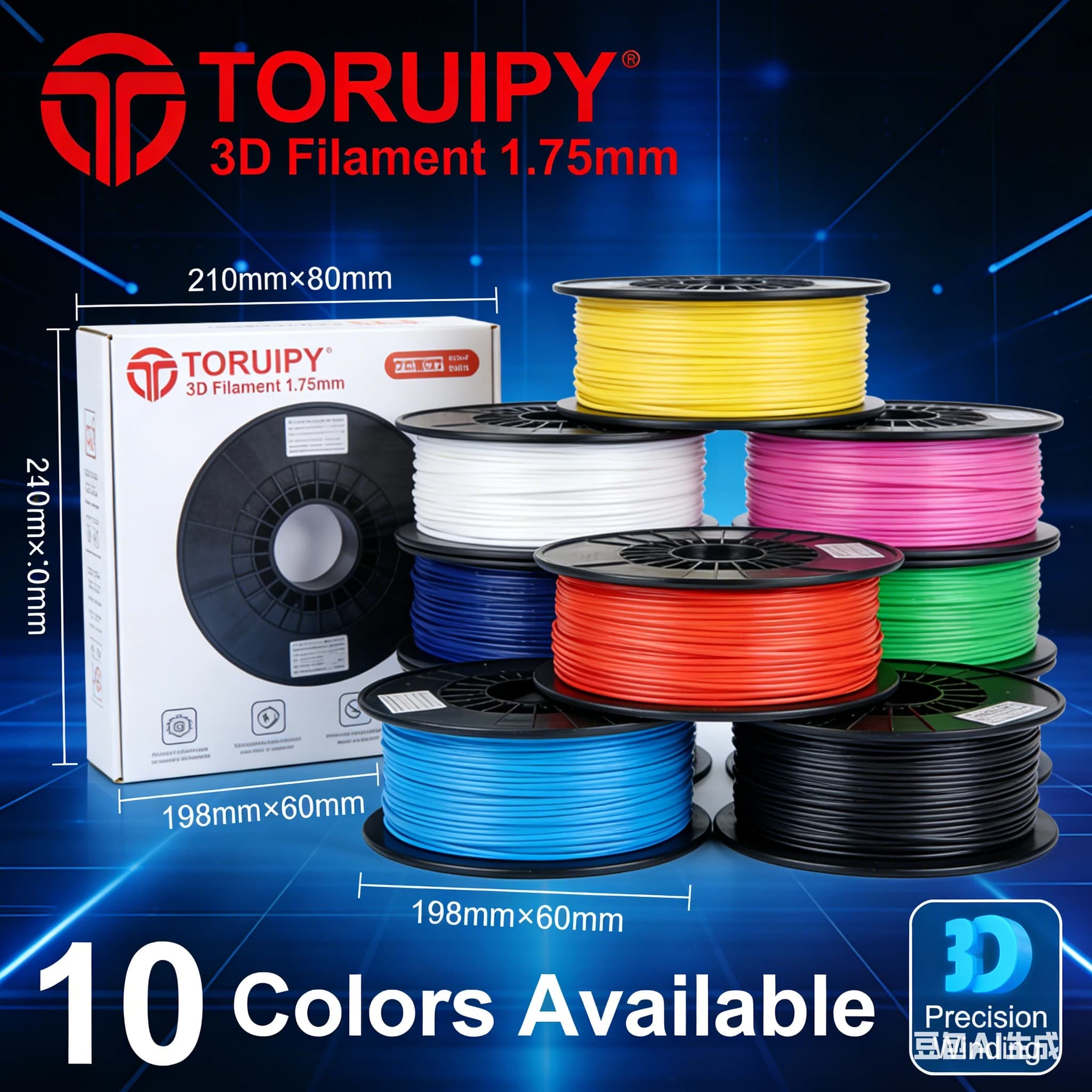 Filamento per Stampante 3D 1kg 1.75mm PETG Materiale Durevole ad Alta Precisione per Stampanti FDM ELEGOO/CREALITY/Bambu Lab Filamento Multicolore