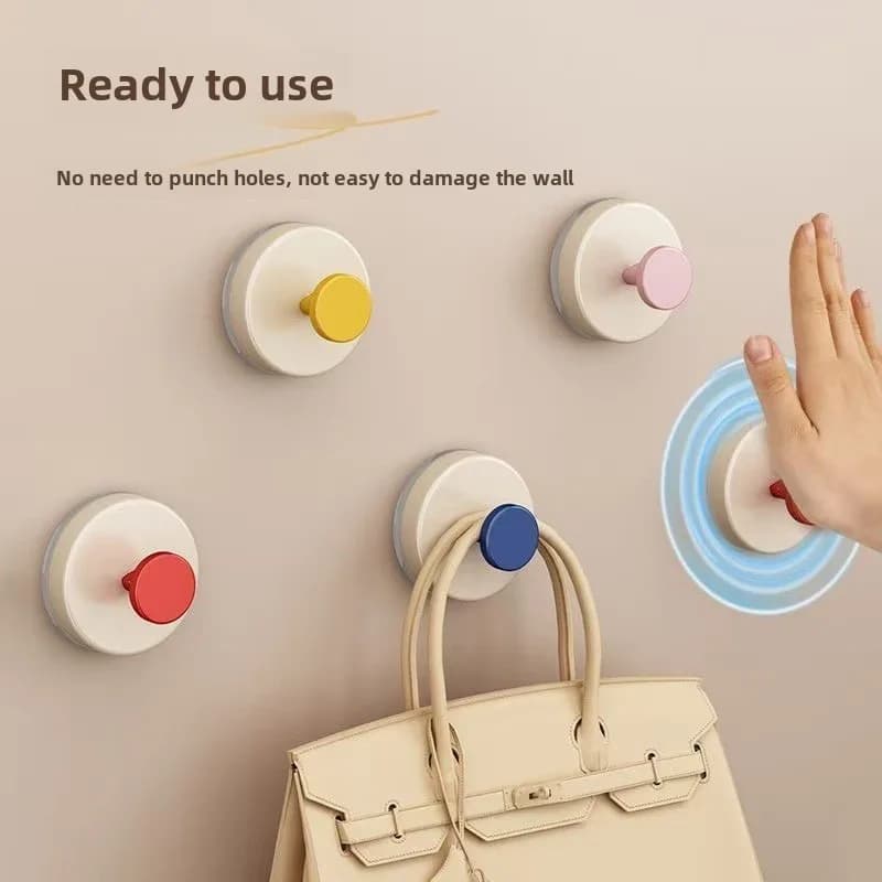 4pcs Colorful Suction Cup Hooks, No-Drill Removable Wall Hooks for Bathroom Kitchen, Strong Adhesive Hooks for Towels, Bags,Keys
