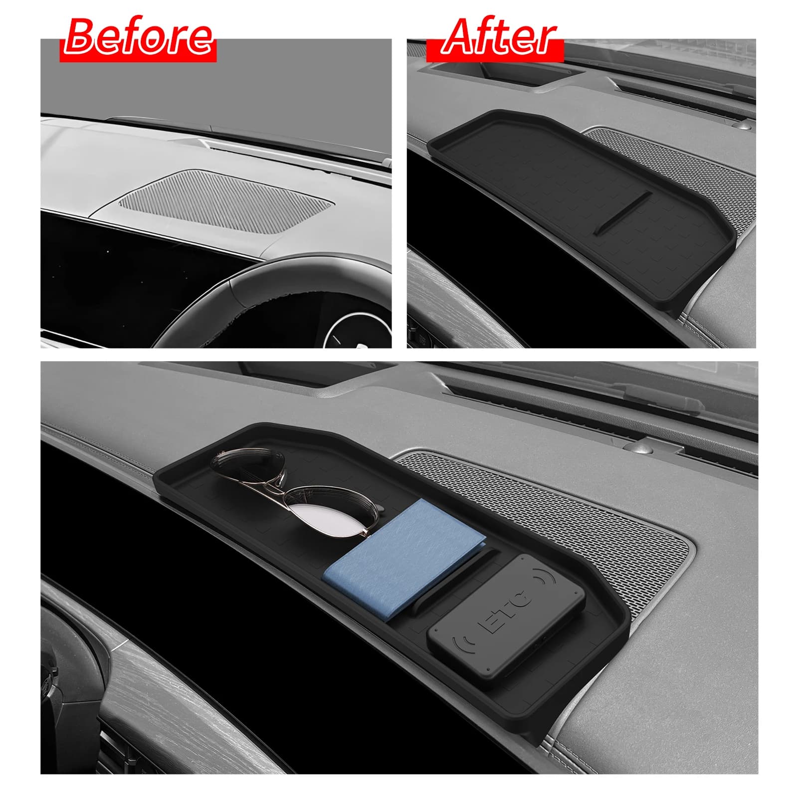 Smabee per Hyundai Santa Fe 2024 2025 Cruscotto dell'auto Scatola di Immagazzinaggio Display Vassoio Posteriore Organizer Accessori Riordino Nero