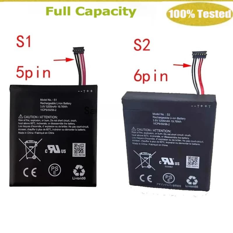 Batteria nuovissima da 5200 mAh S1 / S2 per Ring Video Doorbell 2a generazione anno di rilascio 2020 Sostituzione