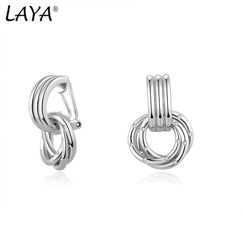 LAYA anello a catena in argento Sterling 925 con chiusura a cerchio per le donne orecchini con chiusura popolare francese creazione di gioielli moderni originali