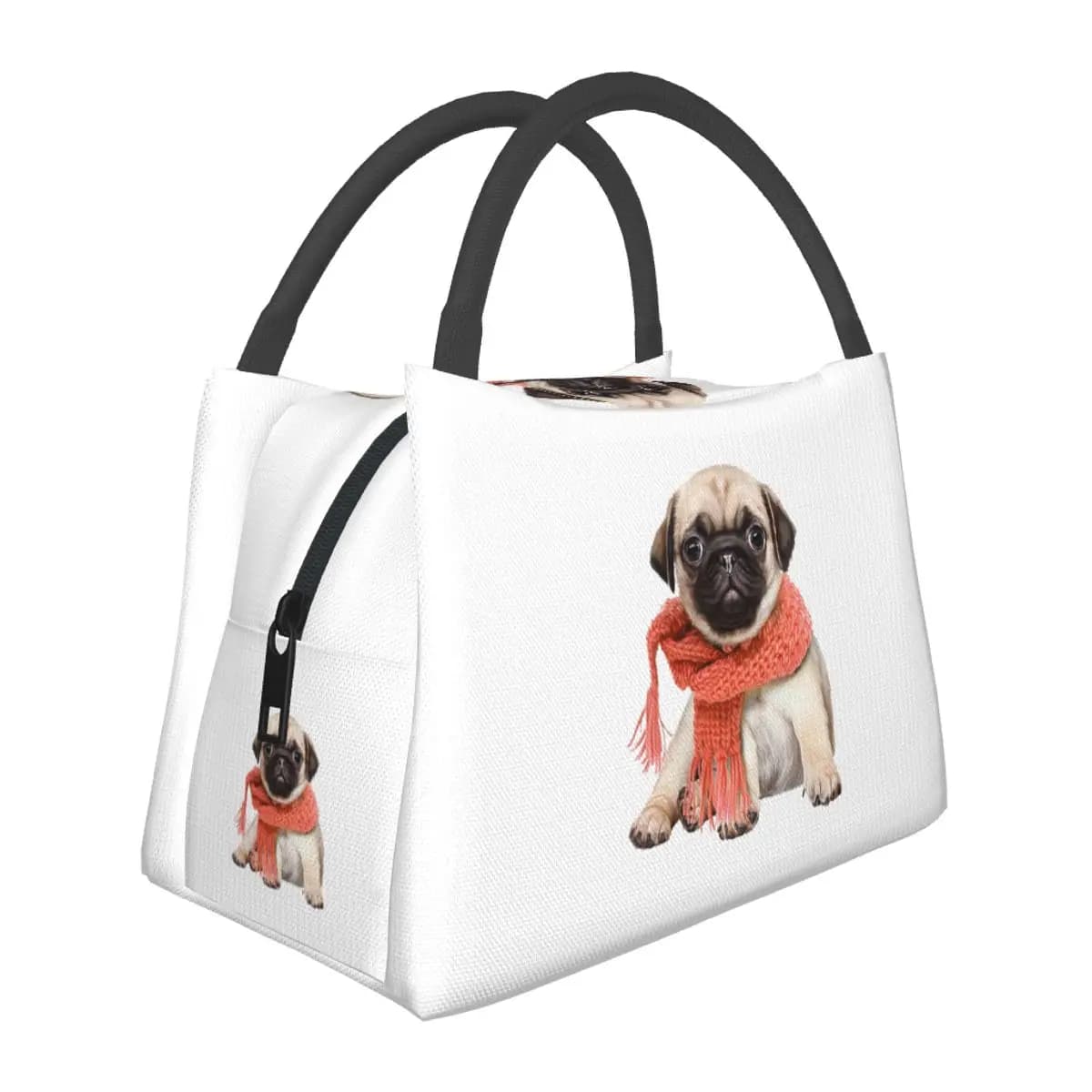 Borsa termica divertente invernale con motivo cervo e cane, ideale per la scuola, contenitore per alimenti, porta pranzo, bento box, borsa frigo termica