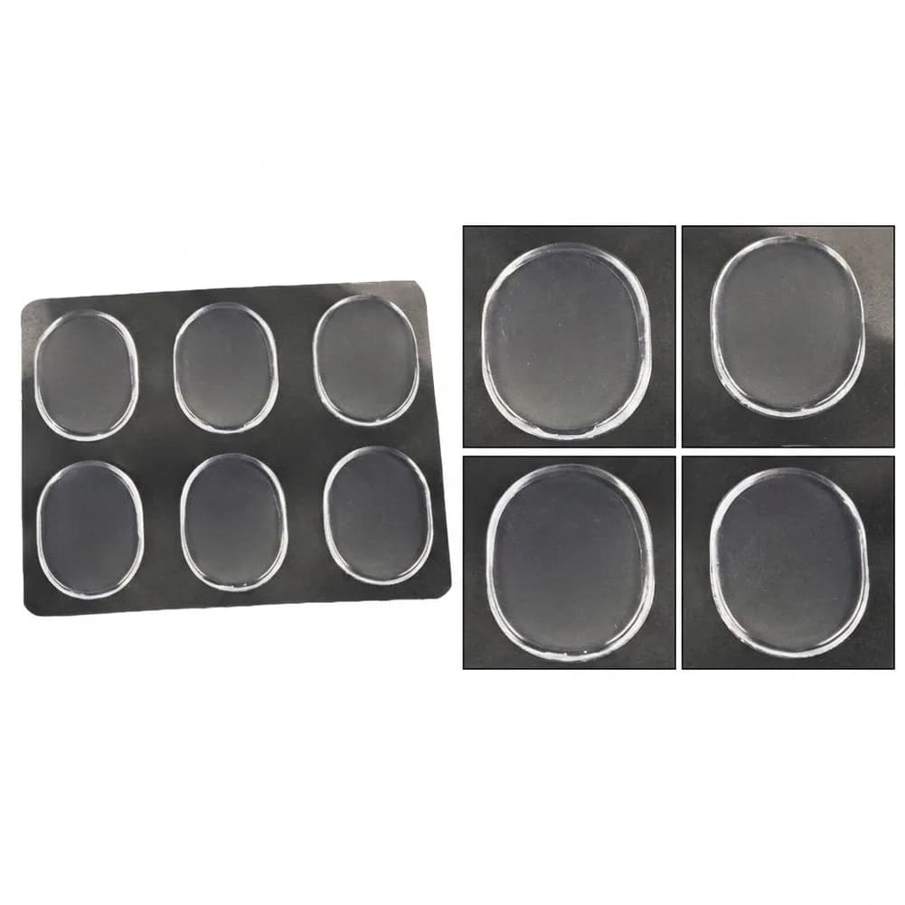 Reusable Polyurethane Gel Heel Pads for Ice Skating Comfort Transparent Flexible Oval Design 3.2 cm x 2.5 cm 6 Pcs