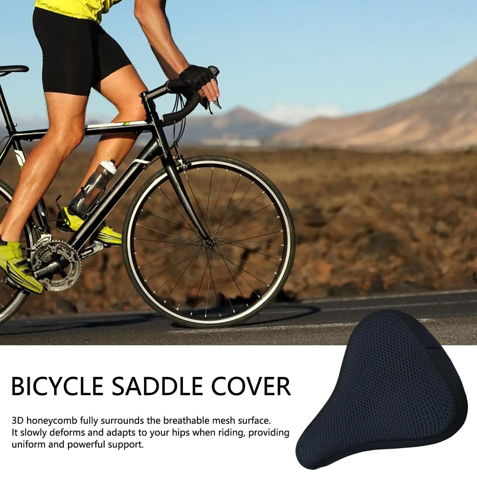 Copri-sella elastico e traspirante per bici, morbido imbottito antiscivolo, accessorio ergonomico per il comfort, protezione ammortizzante per il sedile