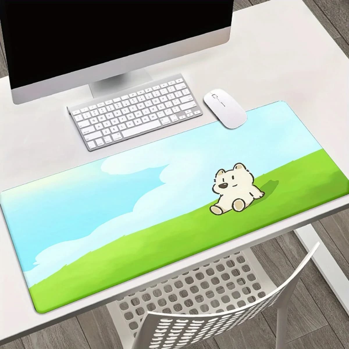 Green Dog Print XXL Desk Mat Large Non-Slip Gaming Mouse Pad for Office And Laptop - Unique Gift Idea