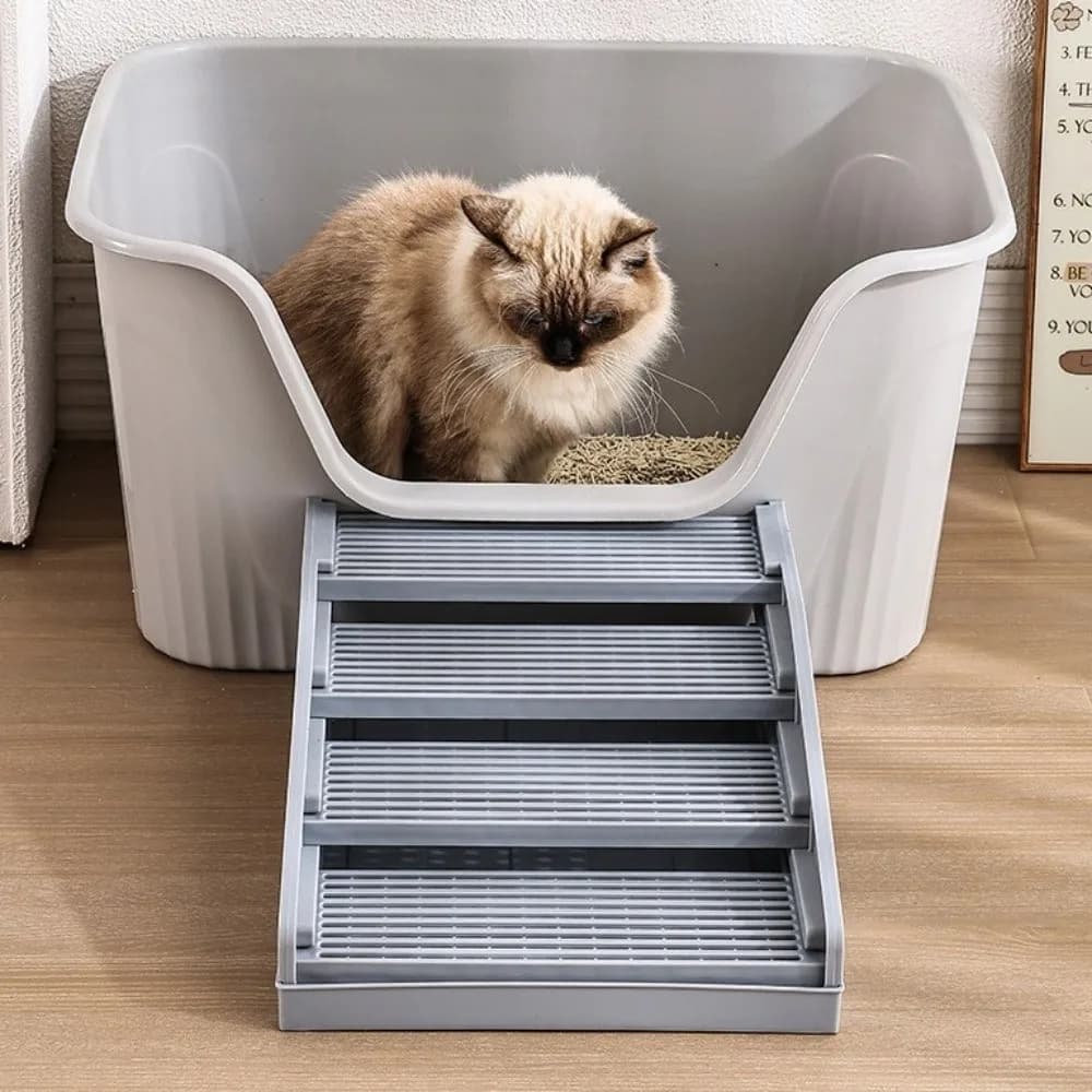 Non Slip Cat Litter Stair Removable Waterproof Cat Toilet Pedals Durable Filter Function Cat Litter Box Footrest Pet Toilet