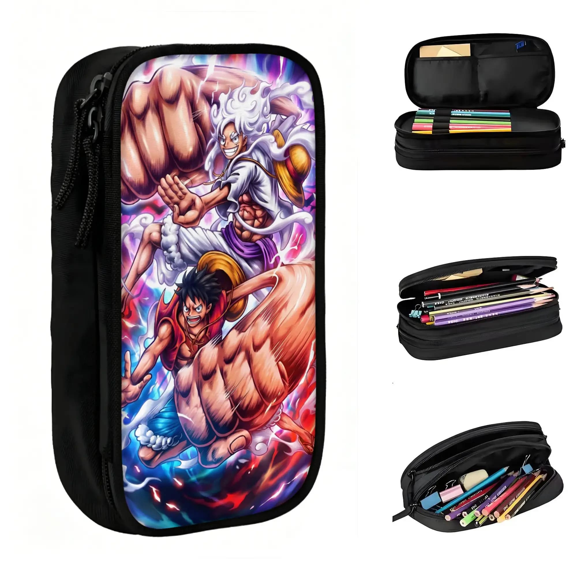 Custom One P-Pieces Luffy Manga Cute Pencil Case Girl Boy Large Storage Manga Pencil Pouch Students Stationery