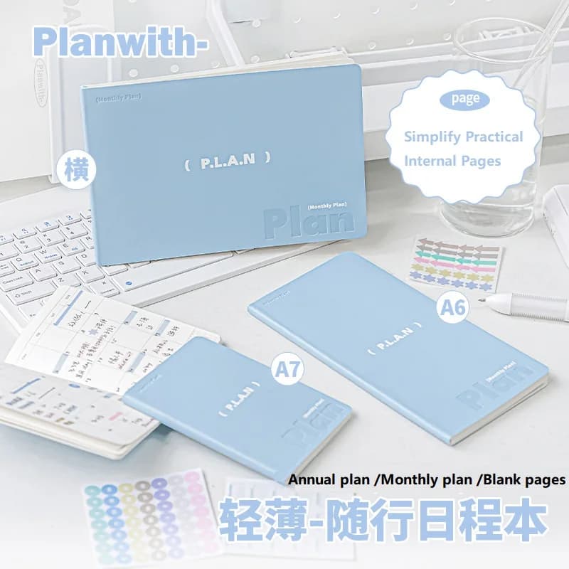 Planwith Notebook Agenda annuale/mensile/agenda vuota Libro Pagine Efficienza Manuale Piano di gestione del tempo Punzone autodisciplinato