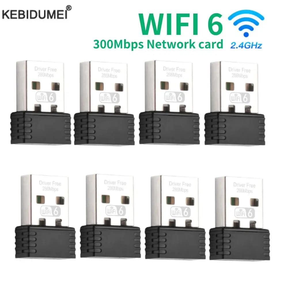 WIFI 6 USB Dongle Mini USB Wifi Adattatore 300Mbps Drive gratuito Adattatore Wi-Fi 2.4G Plug and Play per PC Desktop Windows 7 10 11