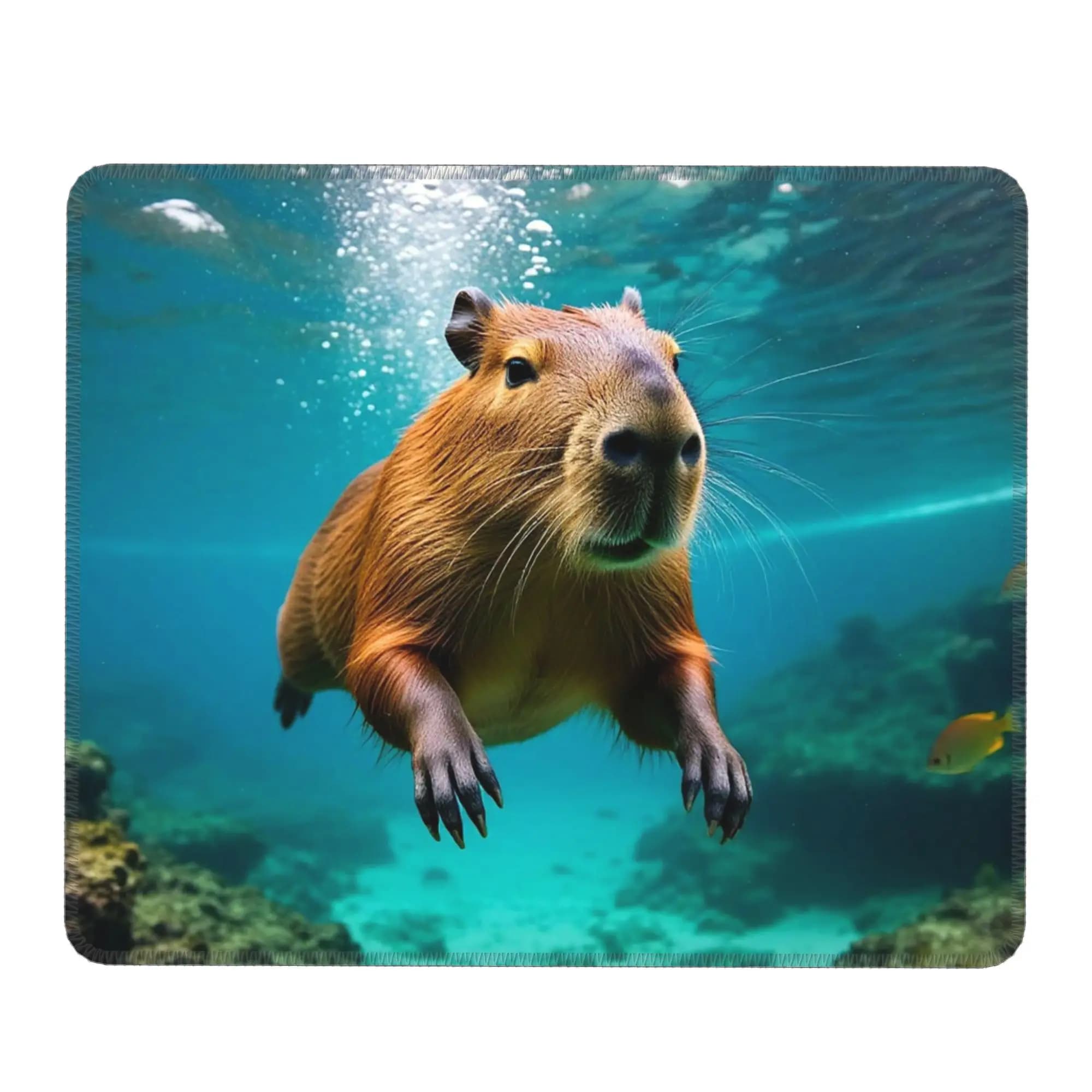 Adorabile tappetino per mouse con capibara subacqueo, tappetino per tastiera e mouse per computer, tappetino da scrivania per PC da gioco, accessori per ufficio, tappetini da tavolo