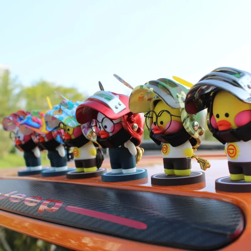 New motorcycle small anatra yellow elica helmet standing decoration anatra cartoon bike ornaments for cars accessories Dropshipping