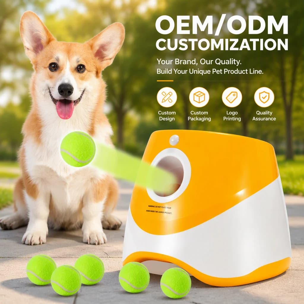 Polygon KL New Automatic Dog Tennis Ball Launcher Machine ABS 3 6 9M Adjustable Distance Interactive Pet Training Ball Thrower