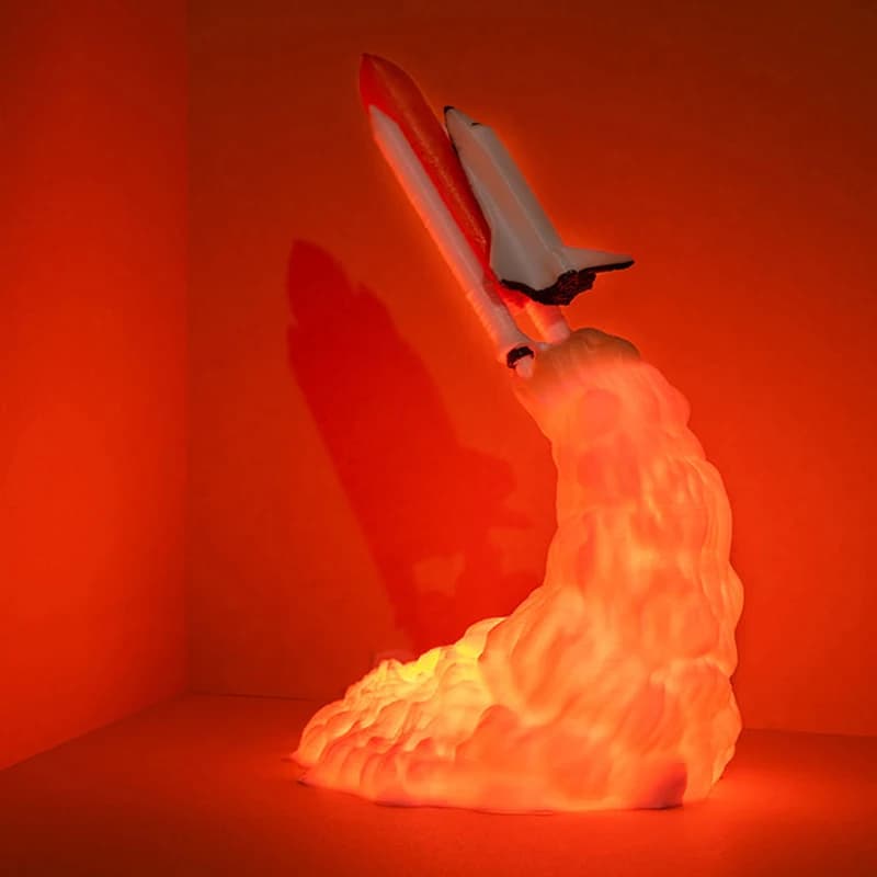 Lampada da tavolo a LED con razzo Space Shuttle ricaricabile USB Lampada da notte con stampa 3D Luce ambientale Comodino Decorazione del desktop Regalo per bambini