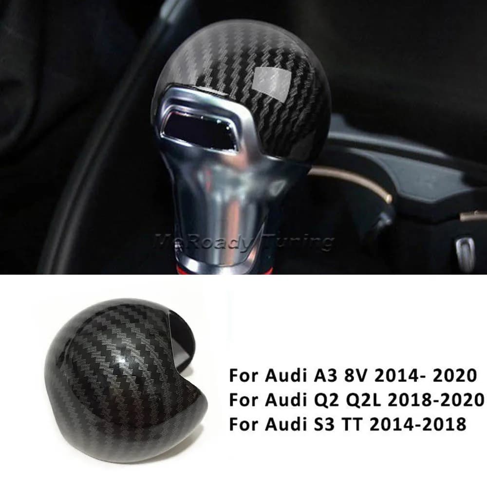 Carbon Fiber Gear Stick Shift Knob Handle Lever Trim Cover for Audi A3 8V Q2 S3 TT 2014 2015 2016 2017 2018 2019 Car Accessories