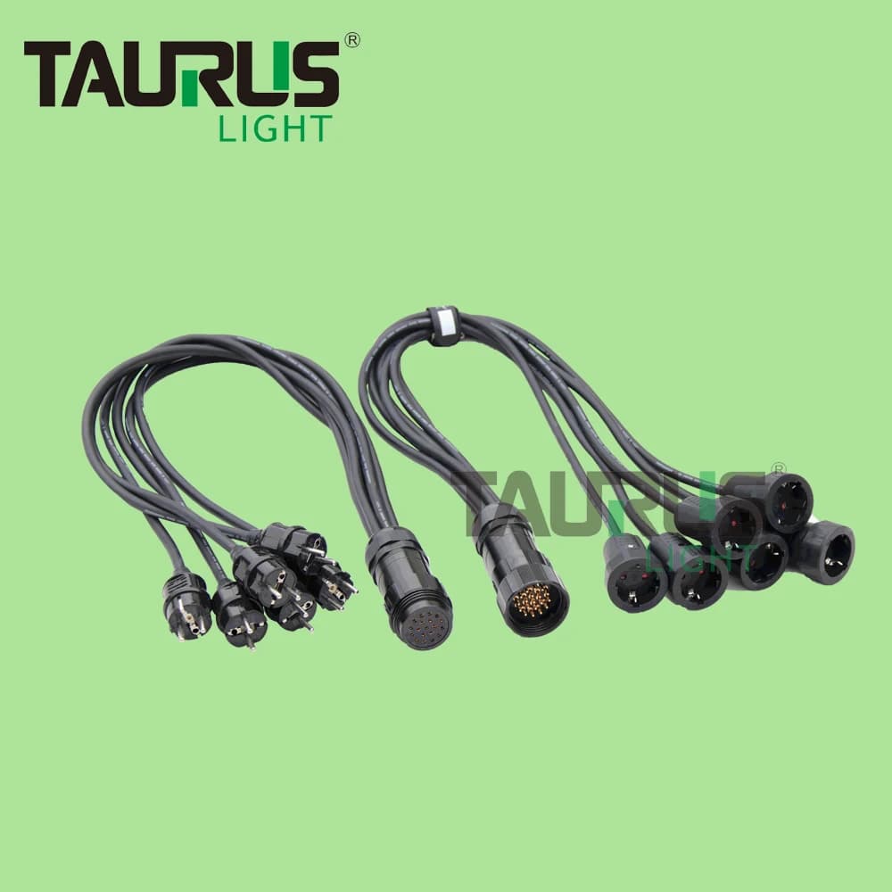 Multiple Function Can Be Customized 3x 1.5/3x 2.5mm Electrical Breakout 19Pin Socapex to Schuko Power Cable with Cable Tie