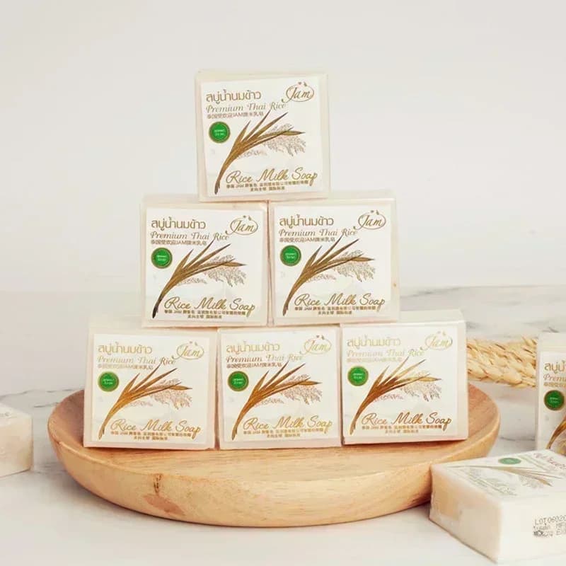Confezione da 4 Saponi al latte di riso originali JAM dalla Thailandia Sapone al latte di capra K-Brother fatto a mano per Dropsshipping