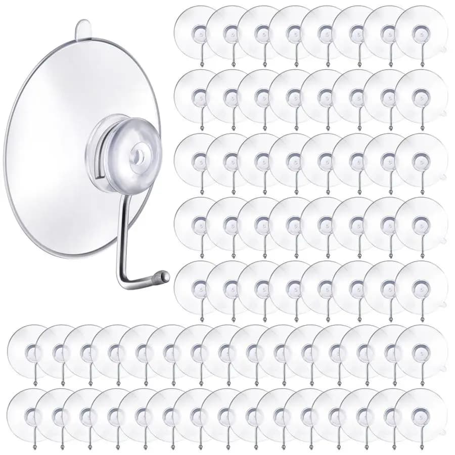 240 Pezzi Ganci da Parete a Ventosa Ventose Trasparenti Riutilizzabili in PVC con Ganci in Metallo Pratici Forniture per Appendere Senza Chiodi per