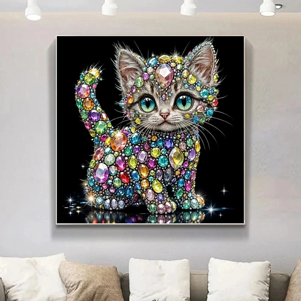 Kit Pittura Diamante 5D Fai da Te Ricamo Animale Gatto Mosaico Punto Croce Fiore Gattino Arte e Artigianato Decorazioni Casa Regali Unici
