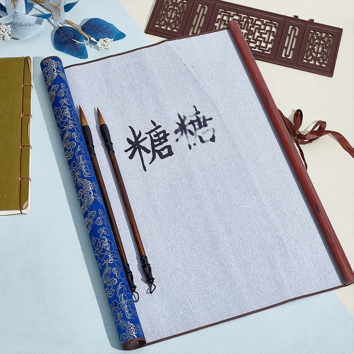 ABFKW No Ink Chinese Calligraphy Practice Set Water Writing Cloth Scrolls Chinese Traditional for Beginners Practice Style 1