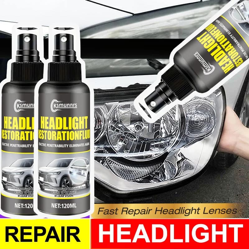 New Item Headlight Restoration Spray: Ceramic Coating, Self-Leveling Tech, 5-Min Dry, Anti-Yellowing & UV Guard (120ml)