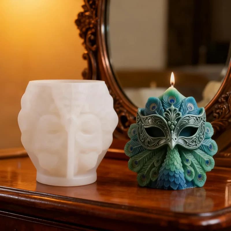 3D Piuma di Pavone Maschera Candela Stampo In Silicone Maschera FAI DA TE Stampi Per Candele Fatti A Mano Aromaterapia Gesso Resina Epossidica Sapone Che Fanno Stampo
