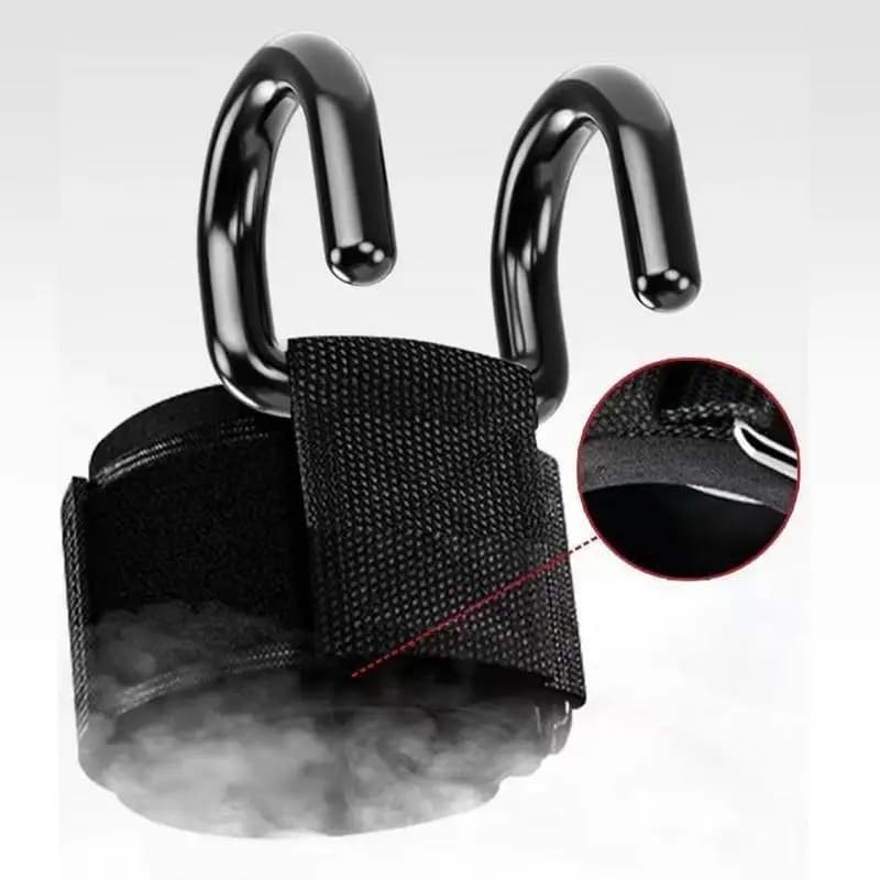 Adjustable Strong Steel Hook Grips Straps Weight Lifting Strength Training Gym Fitness Weight Strap Pull-Ups Power Lifting Glove
