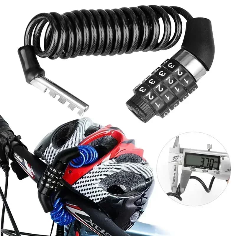 Lucchetto a combinazione robusto con cavo in acciaio per casco moto, bici e veicoli elettrici