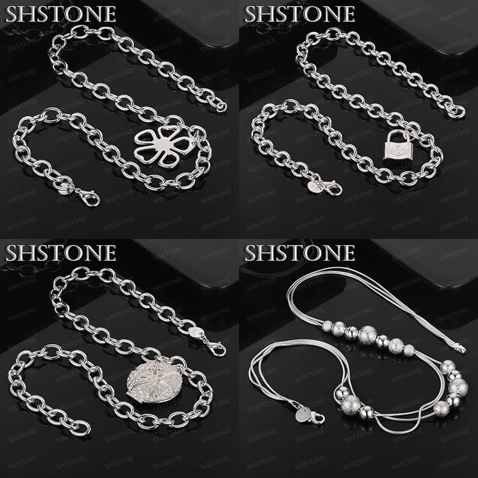 Collana con Ciondolo Rotondo Cavo a Fiore in Argento Sterling 925 da 45cm, Regalo di Gioielleria Elegante per Compleanno