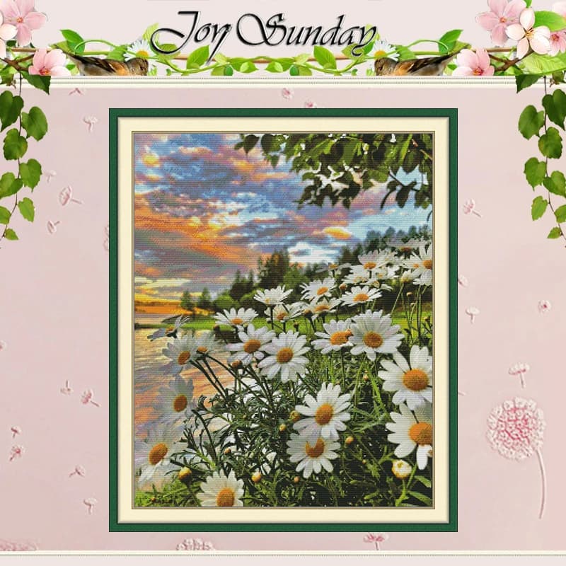 Small Daisy Patterns Counted Cross Stitch Set DIY 11CT 14CT 16CT HD Stamped DMC Cross-stitch Kit Embroidery Needlework Crafts