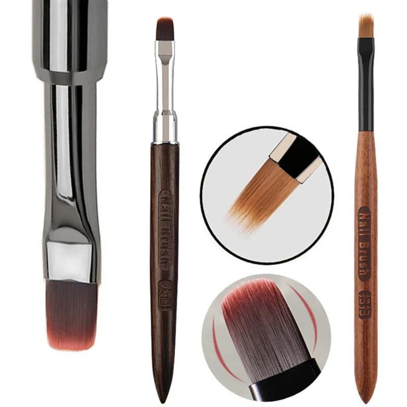 2 Pennelli Rotondi con Manico in Legno per Gel UV, Pennello per Sfumature e Disegno Unghie in Acrilico, Pennello per Nail Art