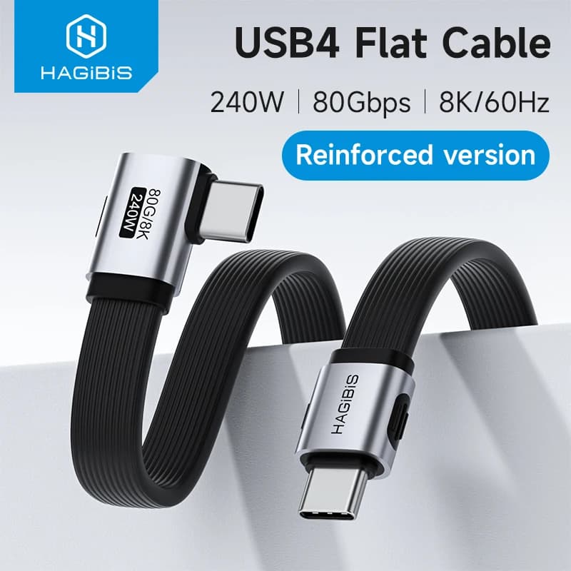Hagibis Cavo da USB C a USB C Caricatore USB tipo C ad angolo retto Cavo di ricarica rapido 90 gradi PD 240W 80G per iPhone 17 SSD esterno